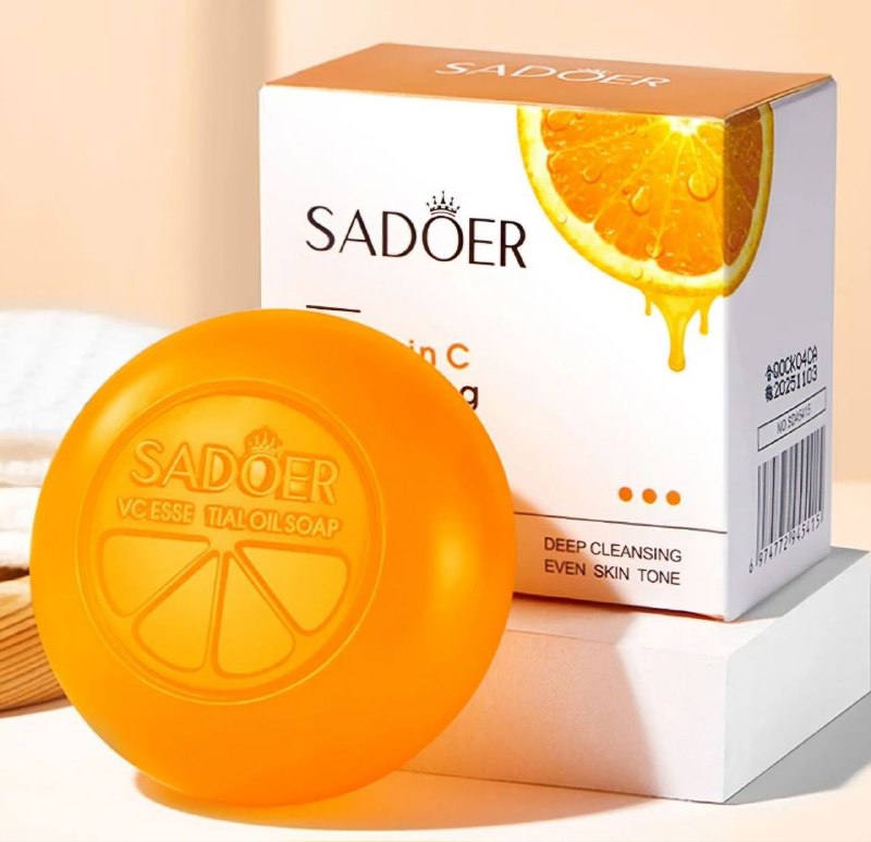 JABON FACIAL EN BARRA DE VITAMINA C BLANQUEADOR CON ESENCIA DE EXTRACCION DE NARANJA SADOER 100G