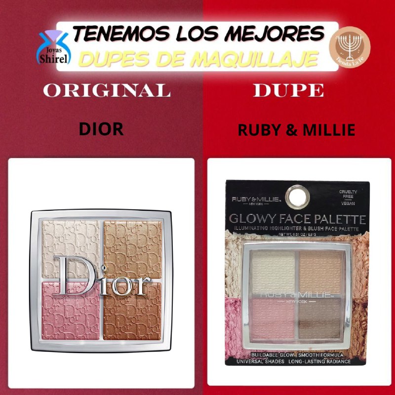 PALETA DE ILUMINADORERS PARA UN ROSTRO RADIANTE DE BRILLO MODULABLE DE LARGA DURACION RUBY & MILLIE (DUPE DE DIOR)