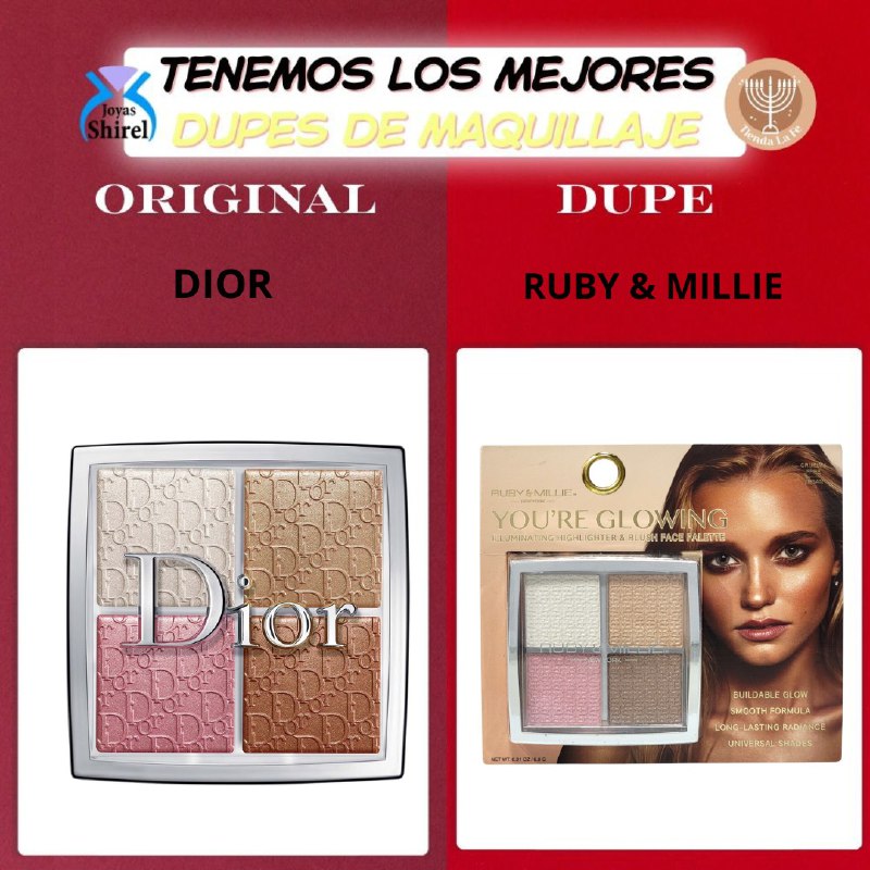 PALETA DE ILUMINADORES PARA UN ROSTRO RADIANTE DE BRILLO MODULABLE DE LARGA DURACION RUBY & MILLIE (DUPE DE DIOR)