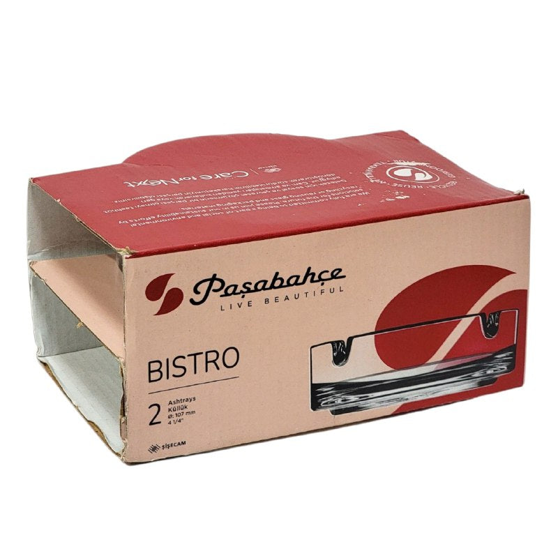 SET DE CENICEROS DE VIDRIO 2PCS PASABAHCE 107MM