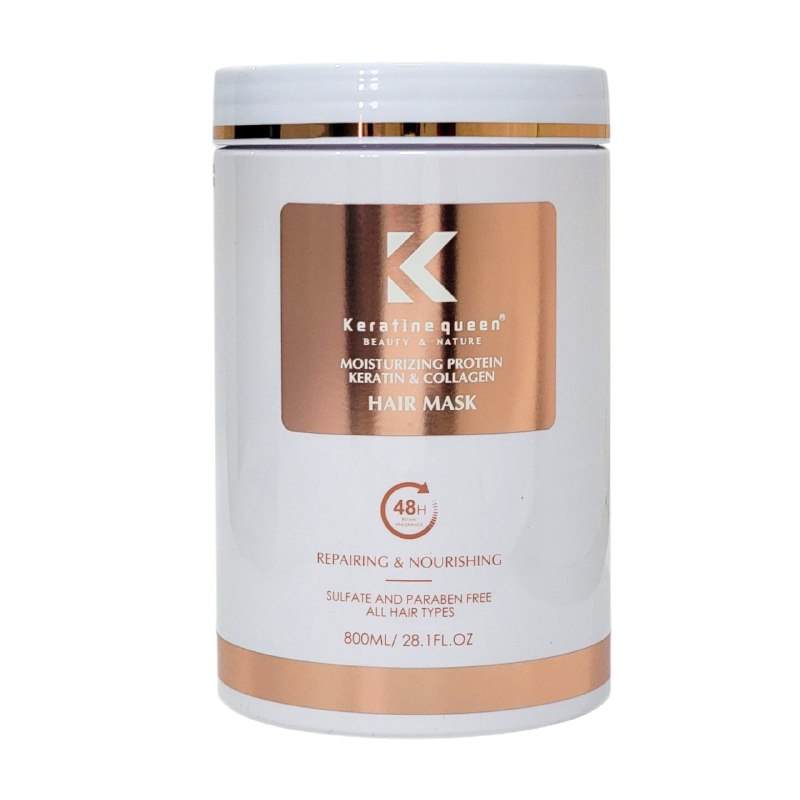 MASCARILLA PARA EL CABELLO HIDRATANTE CON PROTEINA QUERATINA Y COLAGENO KERATINE QUEEN 800ML