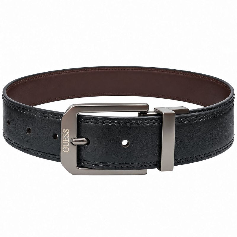 FAJA ORIGINAL GUESS REVERSIBLE PARA CABALLERO COLOR NEGRO Y CAFÉ TALLA M 34-36