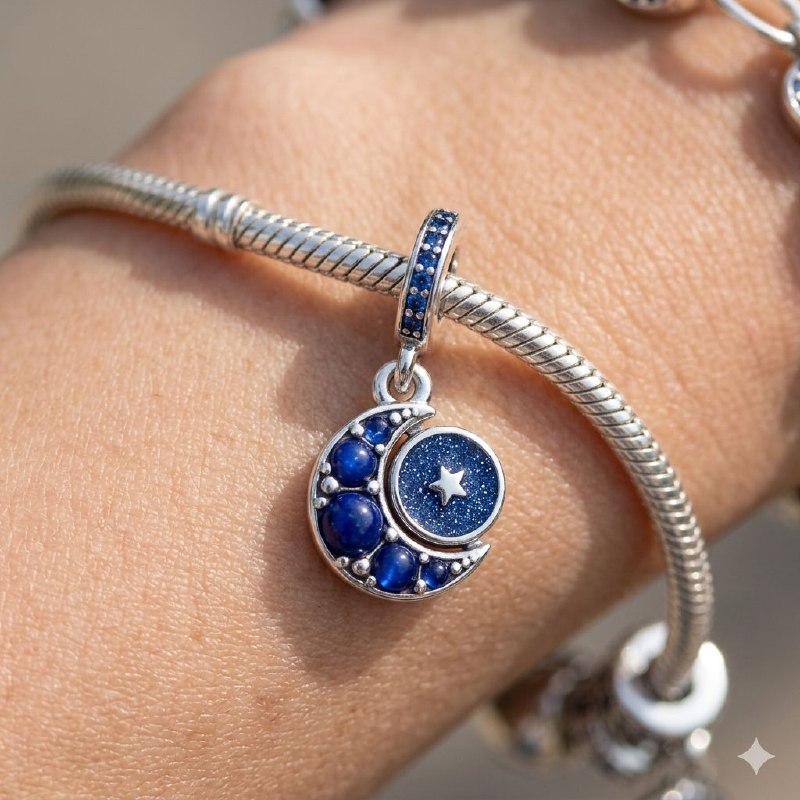 CHARM EN FORMA DE LUNA Y ESTRELLA PANDORA DE PLATA 9.25 PESO: 1.7G