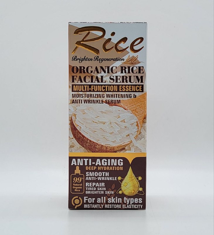 SUERO FACIAL DE ARROZ ORGANICO, BLANQUEADOR, ANTIARRUGAS, HIDRATACION PROFUNDA TODO TIPO DE PIEL RICE 50ML