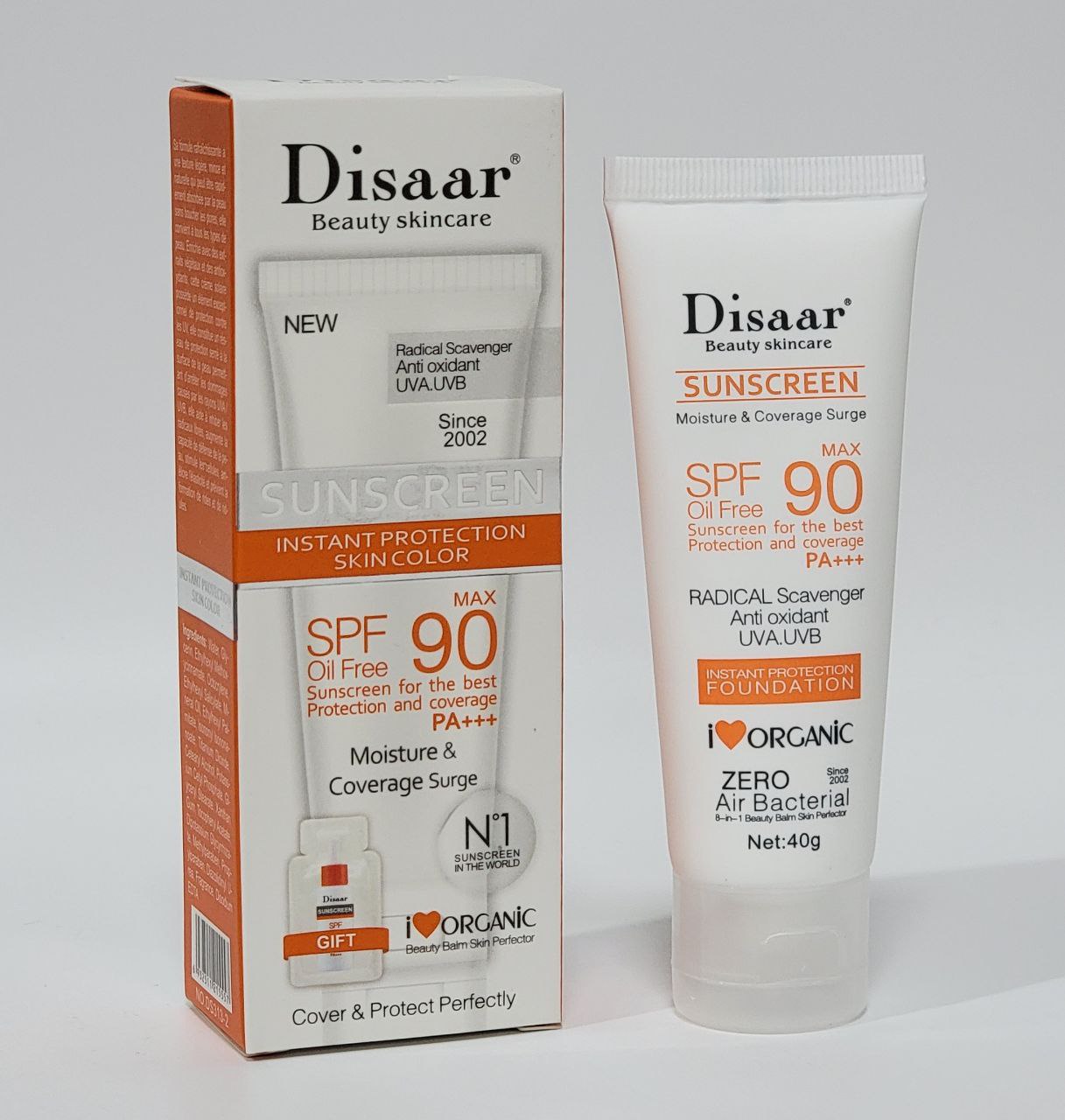 PROTECTOR SOLAR EN CREMA SIN ACEITE DE TEXTURA FINA Y NATURAL SPF 90 PA+++ DISAAR 40G