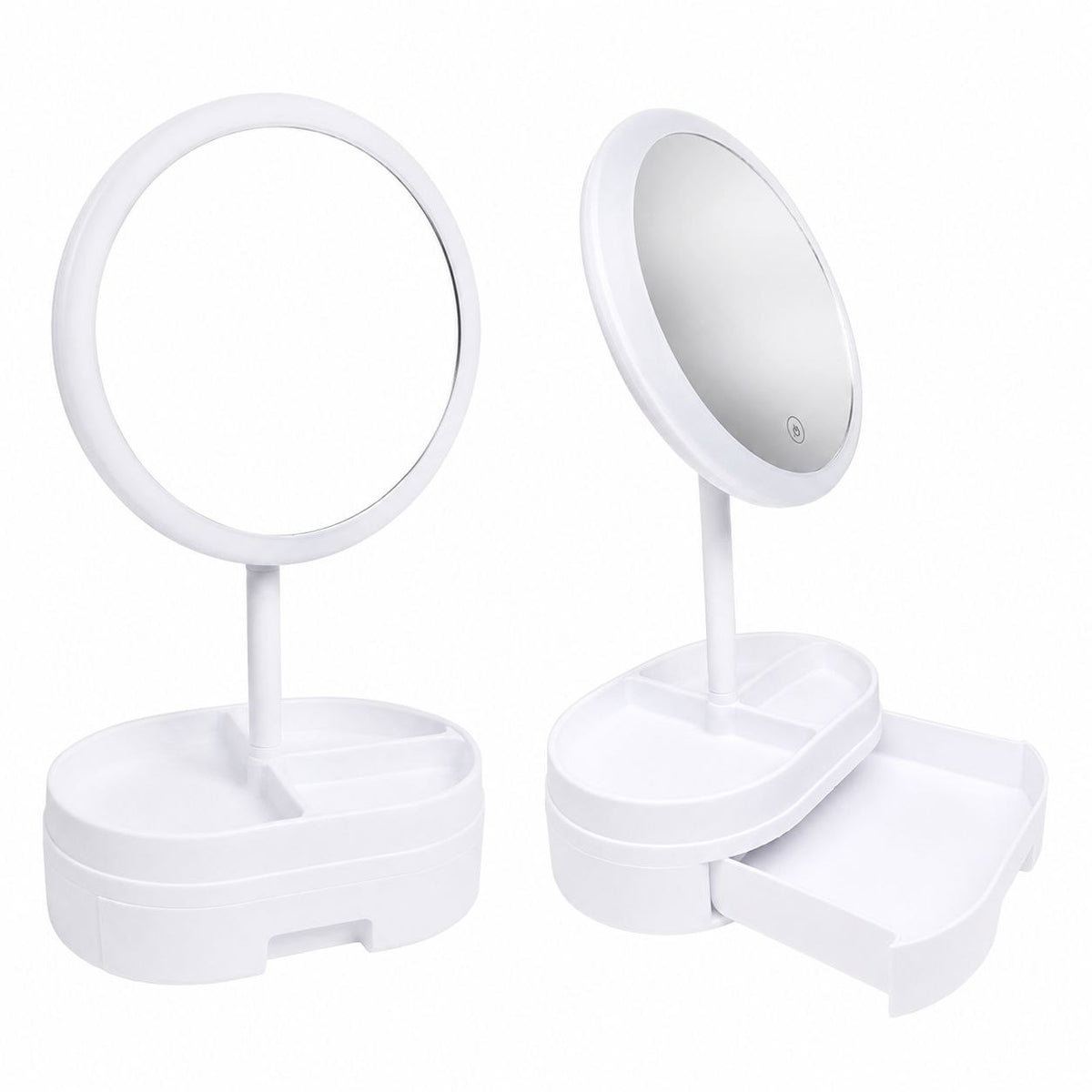 ESPEJO ORGANIZADOR DE MAQUILLAJE PREMIUM CON LUZ LED ESTACIÓN COSMÉTICA AJUSTABLE CON 2 MODOS DE ILUMINACIÓN BENELI HOME 21x14x37 CM