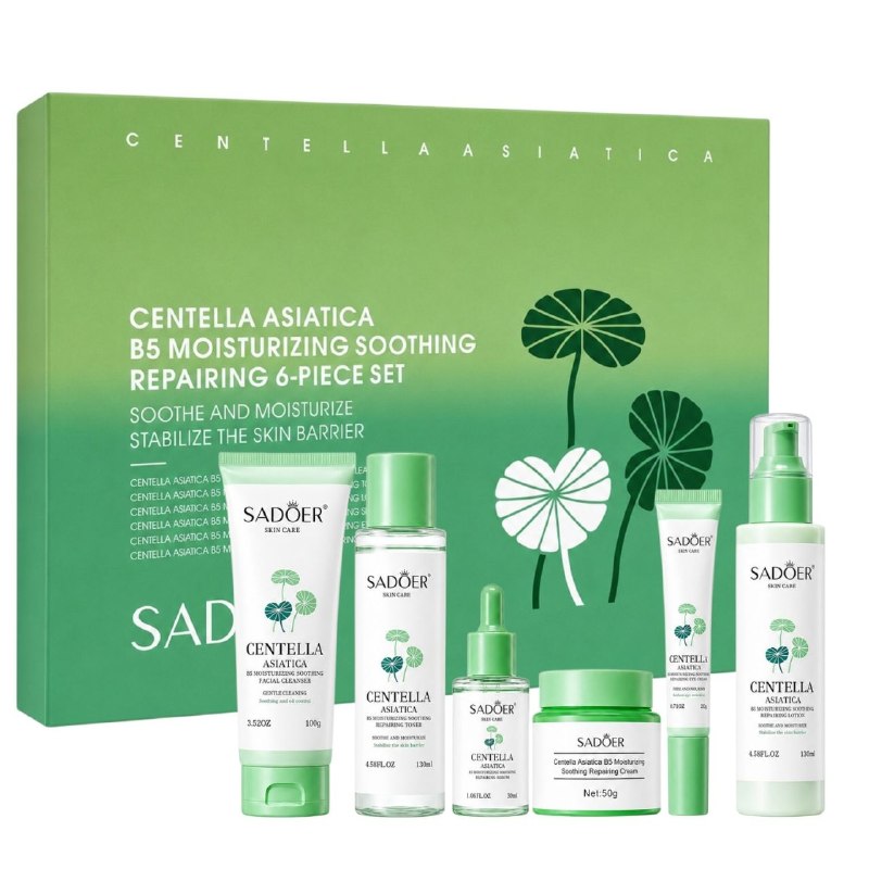 SET DE CUIDADO FACIAL COMPLETO PARA HIDRATACIÓN, ALIVIO Y FORTALECIMIENTO CUTÁNEO CENTELLA ASIÁTICA B5 SKIN BARRIER REPAIR KIT 6 PIEZAS