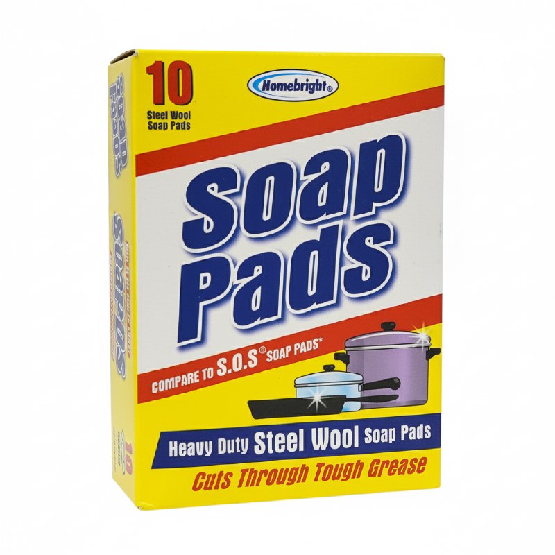 ESPONJAS DE LANA DE ACERO CON JABON INTEGRADO 10UND HOMEBRIGHT
