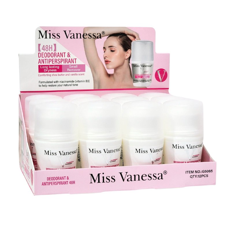 DESODORANTE PARA MUJERES ANTITRANSPIRANTE DE 48H OLOR A KARITE Y VAINILLA MISS VANESA 50ML DUPE DE VICHY