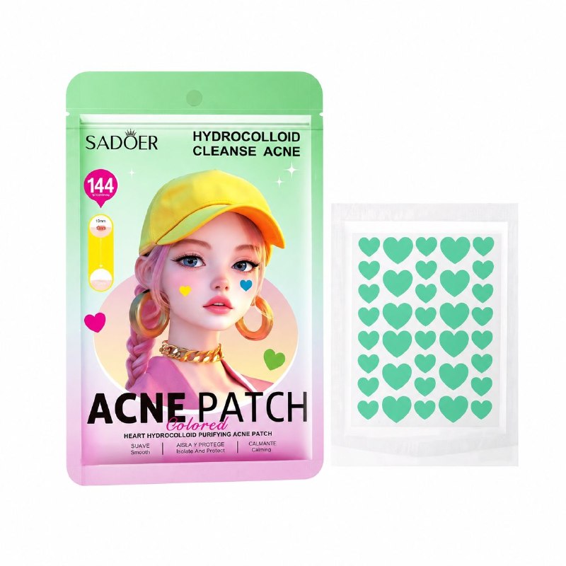 PARCHES HIDROCOLOIDES PARA ACNE DE COLORES ESTRELLA Y CORAZON SADOER 72 UND