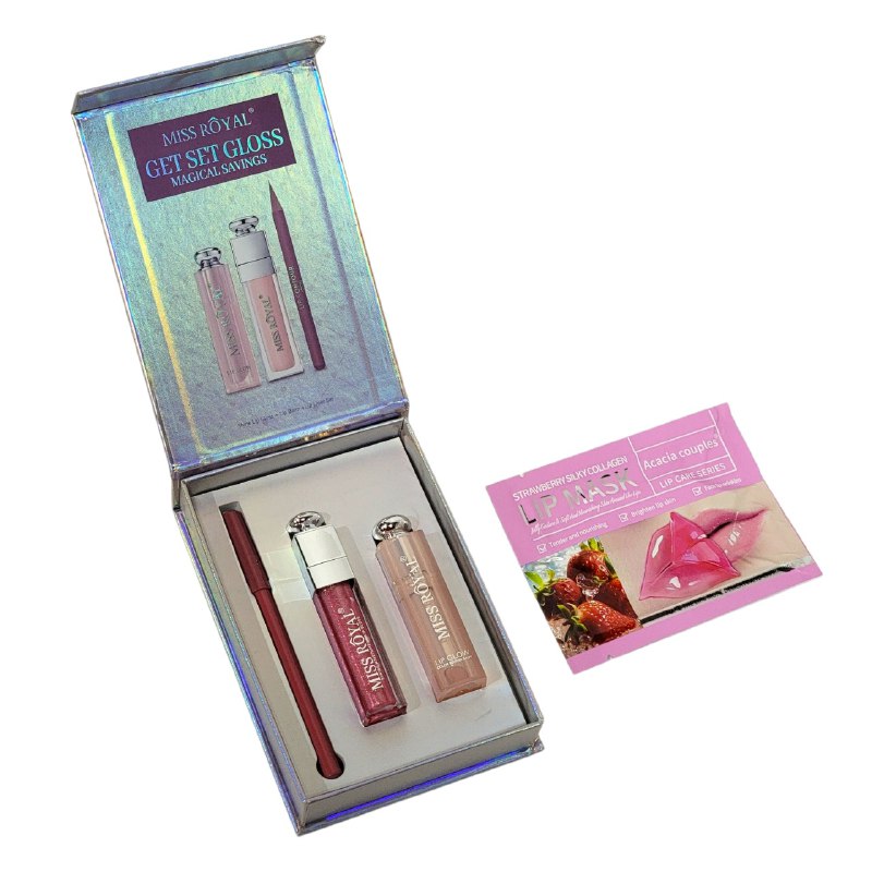 BRILLO LABIAL EN SET DUPE DE DIOR, HIDRATANTES EN TONOS NATURALES MISS ROYAL 3G+6G+2G