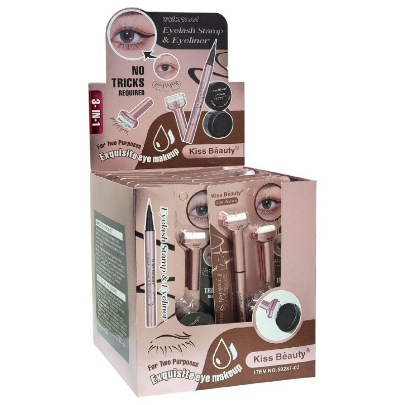 DELINEADOR DE OJOS Y SELLO DE PESTAÑAS A PRUEBA DE AGUA KISS BEAUTY 1ML, 3.8ML