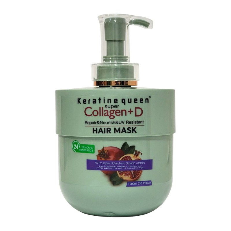 MASCARILLA PARA EL CABELLO DE COLAGENO Y GRANADA ROJA HIDRATANTE KERATINE QUEEN 1000ML