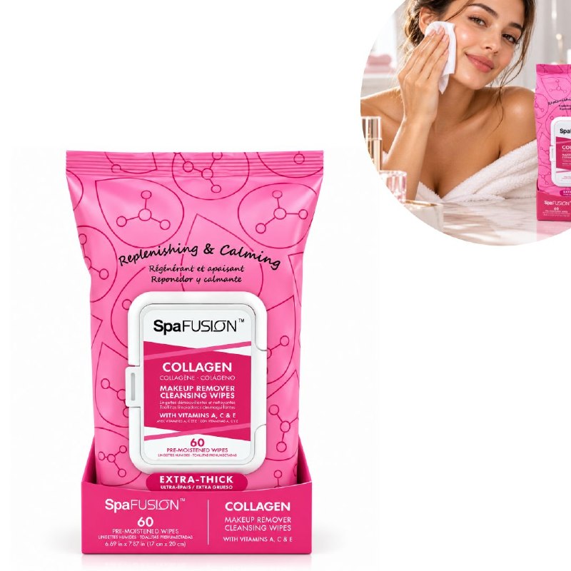 TOALLITAS HUMEDAS FACIALES DESMAQUILLANTES Y LIMPIADORAS DE COLAGENO SPA FUSION 60UND