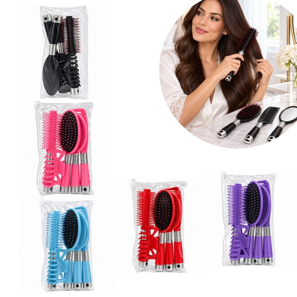 SET DE CEPILLOS ESPEJO Y ACCESORIOS PARA CABELLO 5 PIEZAS