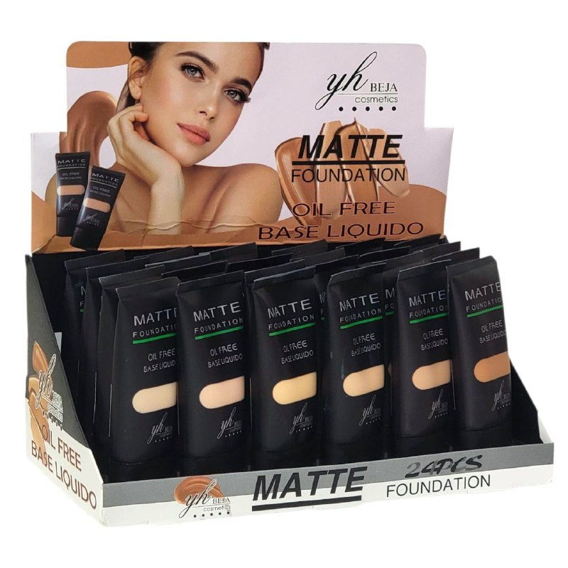 BASE DE MAQUILLAJE LIQUIDA MATTE SIN ACEITE, 6 TONOS YH BEJA COSMETICS 65ML