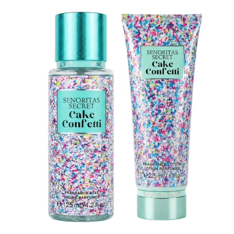 SET SENORITAS SECRET CAKE CONFETTI SPLASH 125ML CREMA CORPORAL 125ML (M) (AROMA SIMILAR VS CAKE CONFETTI)