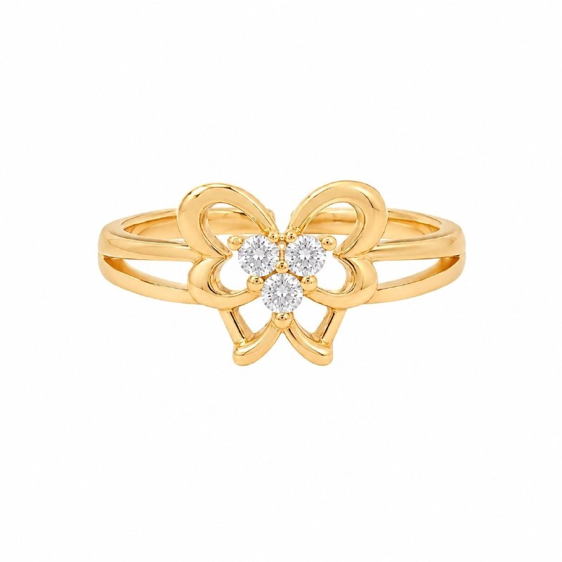 ANILLO DE ENCHAPE PARA NIÑA DE TALLA AJUSTABLE CON FORMA DE MARIPOSA