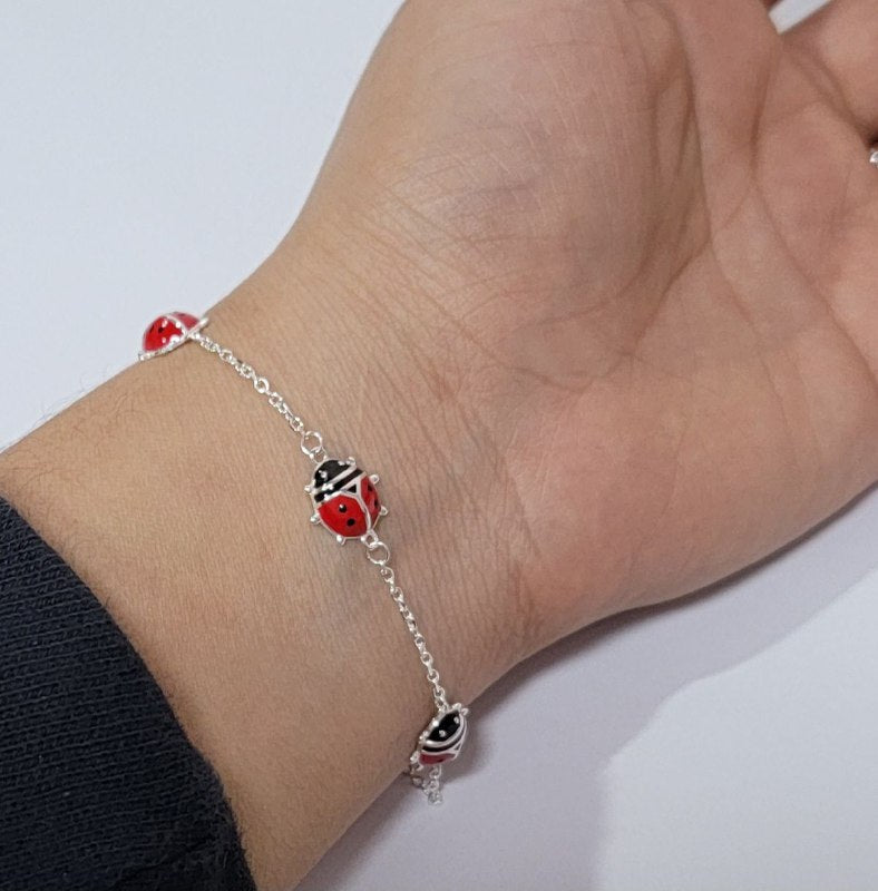 PULSERA DE PLATA 9.25 PARA NIÑA DE MARIQUITAS 17CM