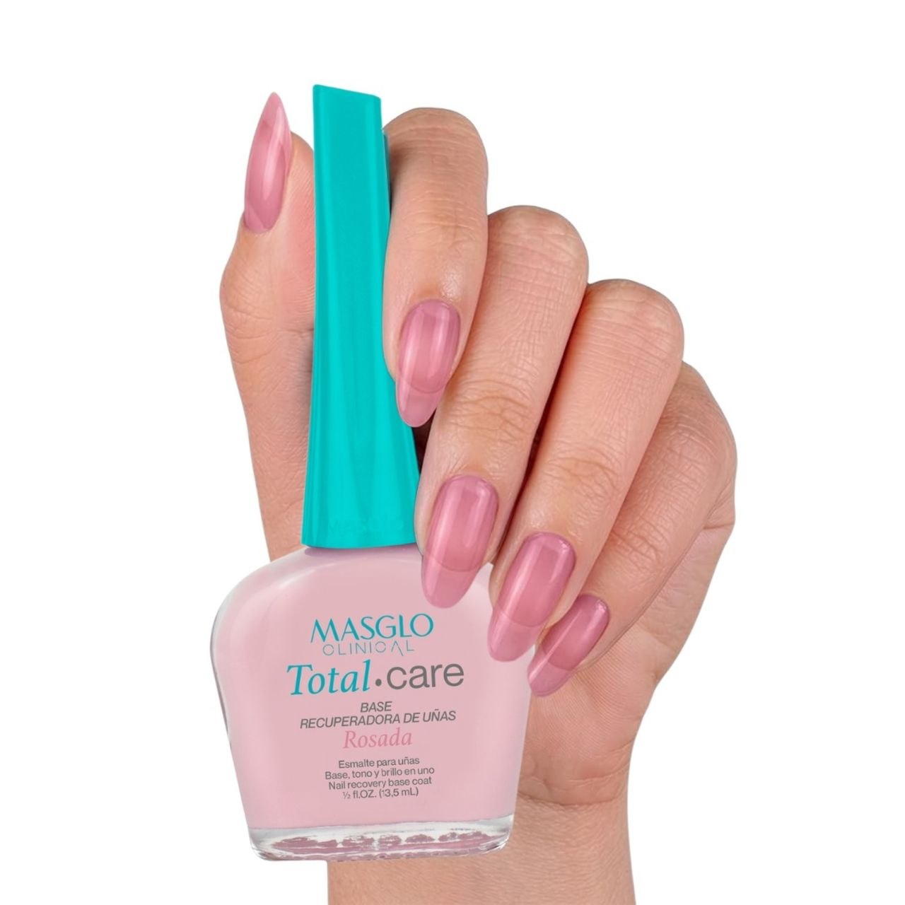 ESMALTE PARA UÑAS ROSADA RECUPERADORA COMPLEJO MULTIVITAMÍNICO ENRIQUECIDA CON MICROESFERAS MASGLO CLINICAL 13.5ML