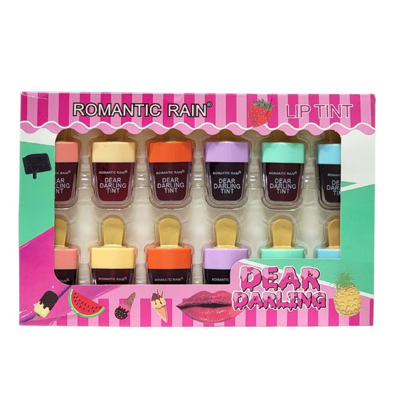 BRILLO LABIAL, TINTA PARA LABIOS, 6 TONOS ROMANTIC RAIN DEAR DARLING 12UND