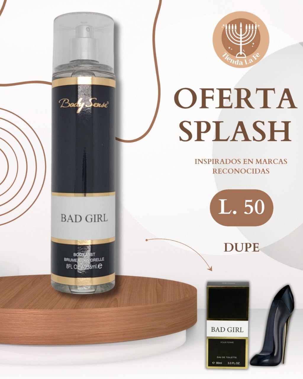 SPLASH BODY SENSE BAD GIRL 236ML (M) (DUPE CAROLINA HERRERA GOOD GIRL)