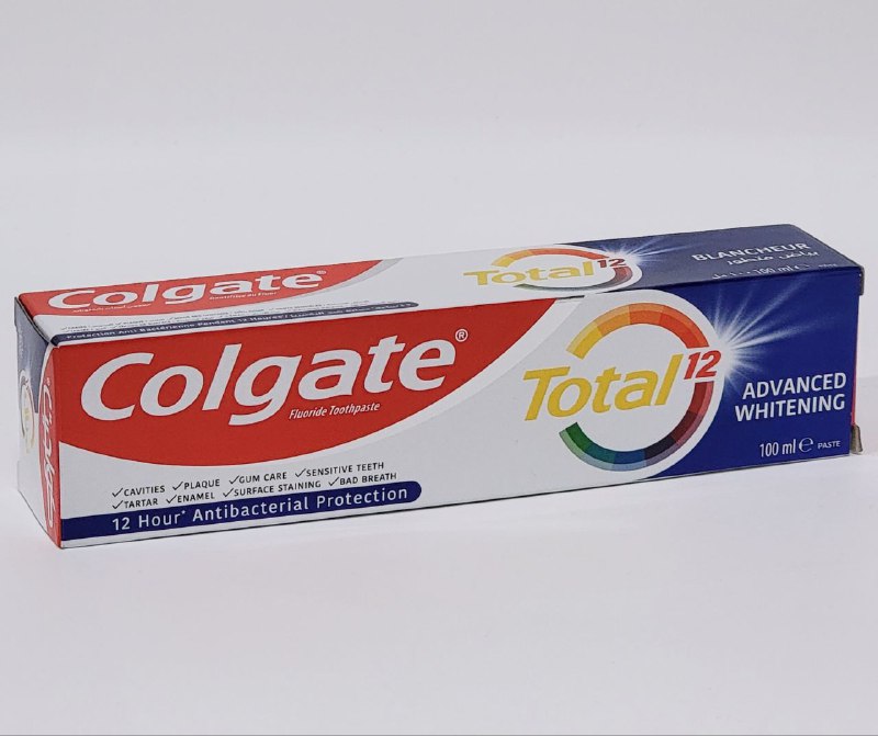 PASTA DE DIENTES, PASTA DENTAL DE BLANQUEAMIENTO AVANZADO, PROTECCION ANTIBACTERIAL 12H, CUIDADO DE ENCIAS COLGATE TOTAL 12 100ML