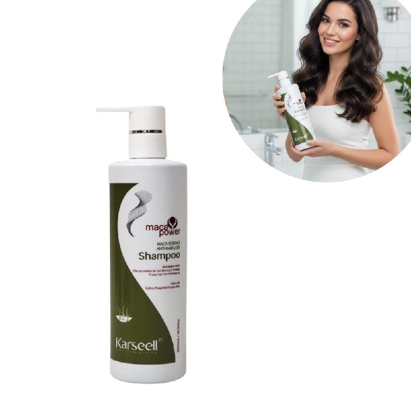 SHAMPOO ANTICAIDA, FORTIFICANTE Y ESTIMULANTE CON EXTRACTOS DE PLANTAS HERBARIAS Y ESENCIA DE MACA PERUANA KARSEELL 500ML