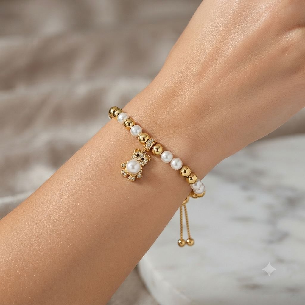 PULSERA DE ENCHAPE PARA DAMA CON DISEÑO DE OSO