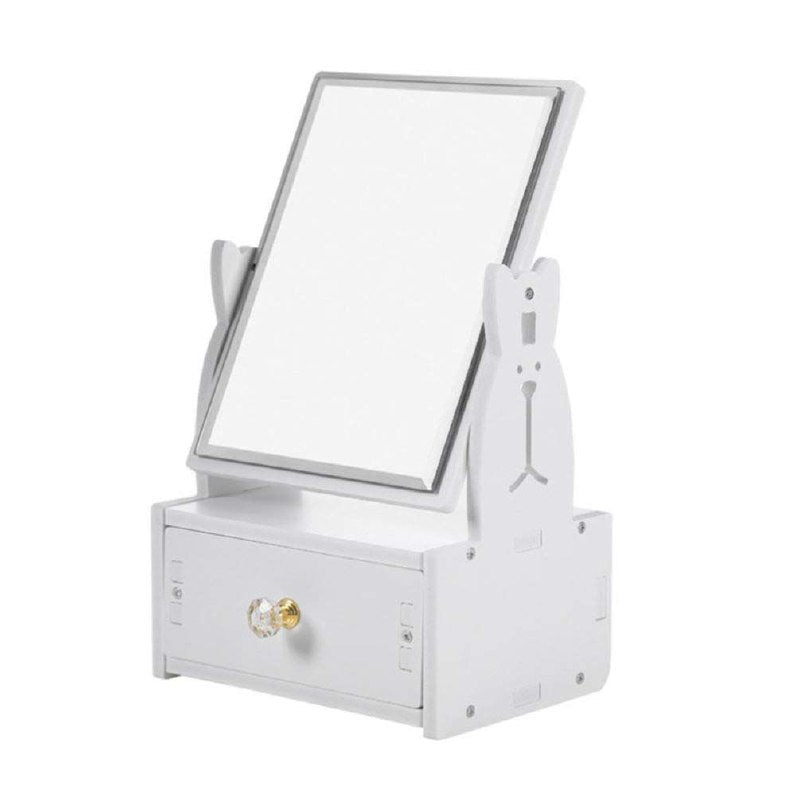 ESTANTE ORGANIZADOR DE MAQUILLAJE COLOR BLANCO CON ESPEJO 18X13X21CM