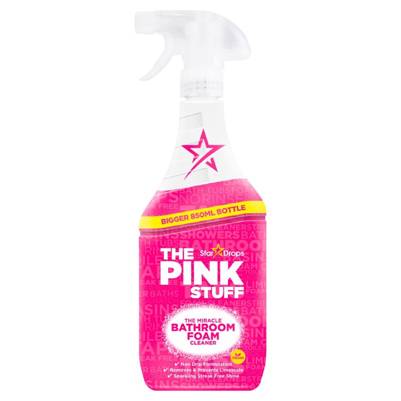 LIMPIADOR PARA BAÑO DE ESPUMA ANTIGOTEO MILAGROSO THE PINK STUFF STAR DROPS 850ML