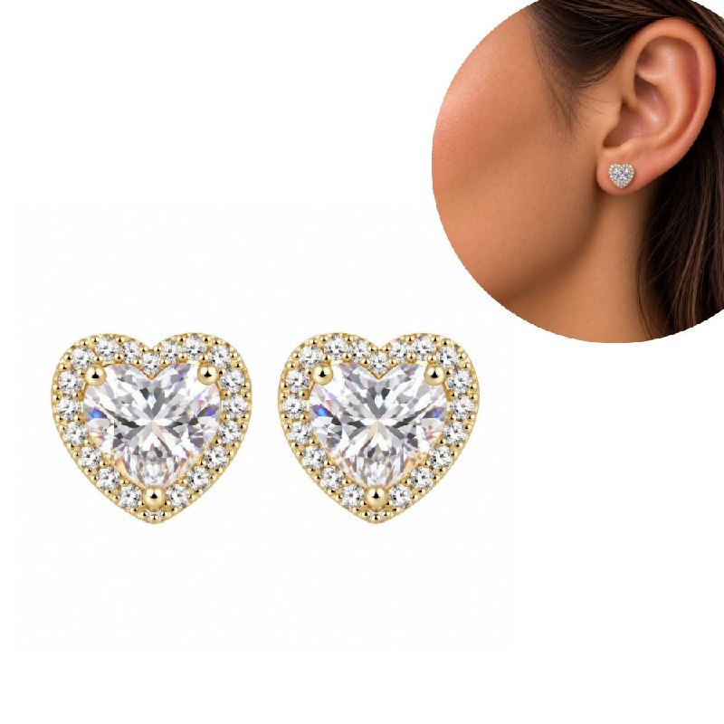ARITOS DE ENCHAPE PARA DAMA CON DISEÑO DE CORAZON 1CM (DUPE DE PANDORA)