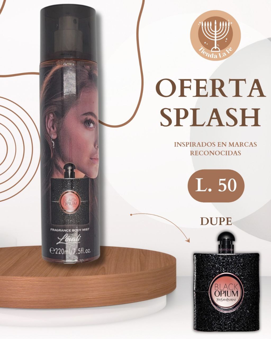 SPLASH LOVALI BLACK QPIUM 220ML (M) (DUPE DE YVES SAINT LAURENT BLACK OPIUM EDP 100ML)