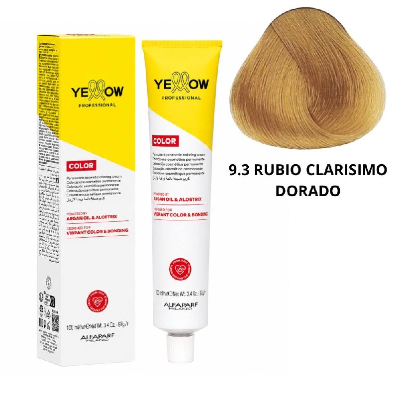 TINTE PERMANENTE PARA EL CABELLO CON ACEITE DE ARGAN Y ALOETRIX TONO 9.3 RUBIO CLARISIMO DORADO ALFAPARF 100ML