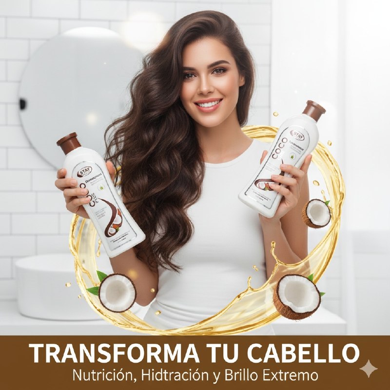 SET DE SHAMPOO Y ACONDICIONADOR DE COCO HIDRATANTE Y APORTA BRILLO STAY BEAUTIFUL 1000MLX2