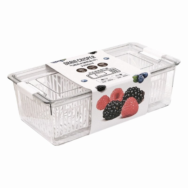 RECIPIENTE DE ALMACENAMIENTO DOBLE CAPA CON SISTESTEMA DE DRENAJE 10X17X32CM 3300ML