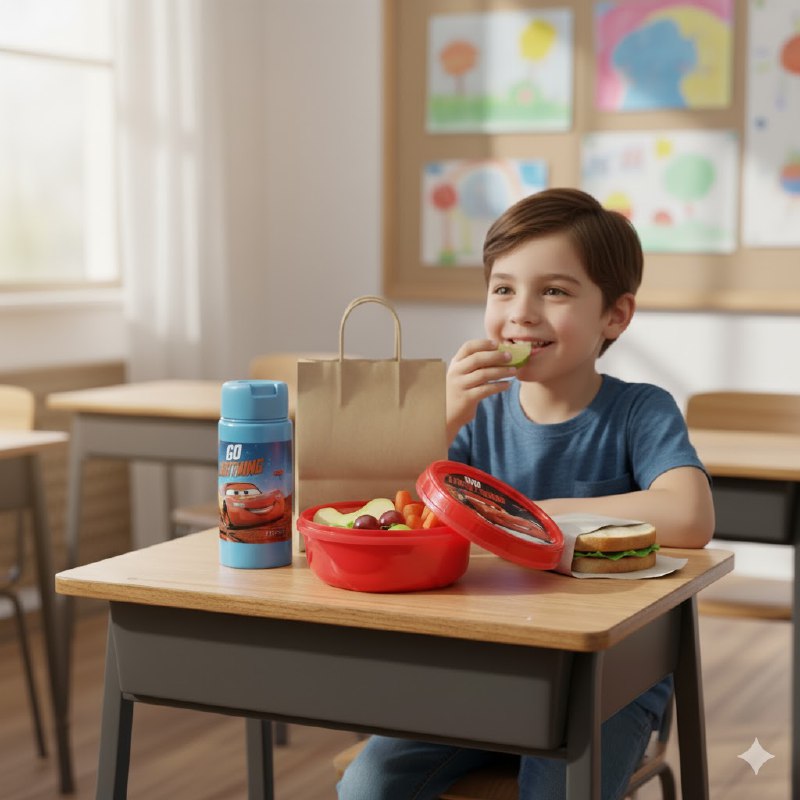 RECIPIENTE PANA PARA ALIMENTOS PARA NIÑOS CON DISEÑO DE CARS