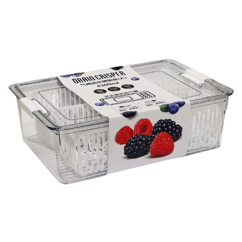 RECIPIENTE DE ALMACENAMIENTO DOBLE CAPA CON SISTEMA DE DRENAJE 10X21X23CM 4300ML