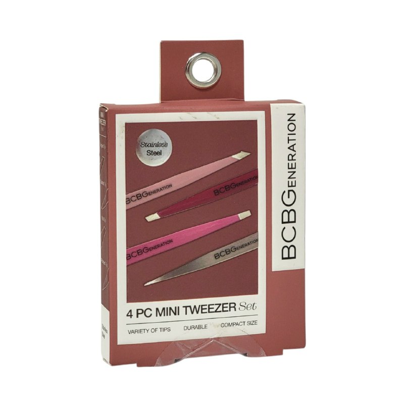 PINZAS DEPILADORAS PARA CEJAS Y PESTAÑAS EN SET DE 4 PIEZAS DE ACERO INOXIDABLE BCBGENERATION