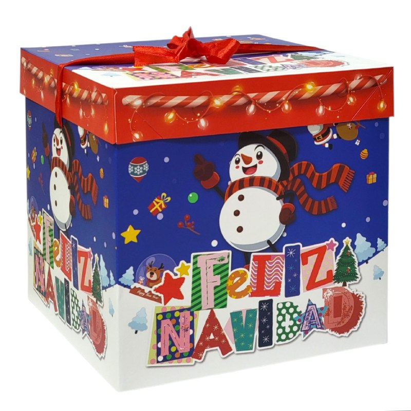 CAJA DE REGALO NAVIDEÑA GRANDE 22X22CM