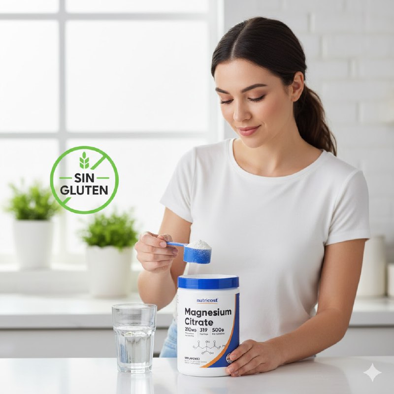 VITAMINA SITRATO DE MAGNESIO SIN SABOR, SIN OMG, SIN GLUTEN NUTRICOST MAGNESIUM CITRATE 1.1LB