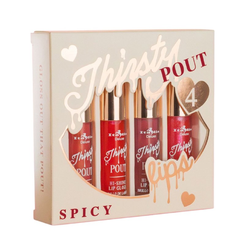 BRILLO LABIAL 4 TONOS ITALIA DELUXE THIRSTY SPICE NAUGHY 03 ORGASM,08 POPSICLE,05 MAUVELOUS,07 FEMME FATALE 4GX4
