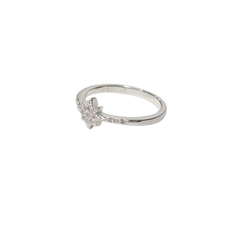 PANI1626 ANILLO ESTRELLA CON CIRCONES, PLATA 925