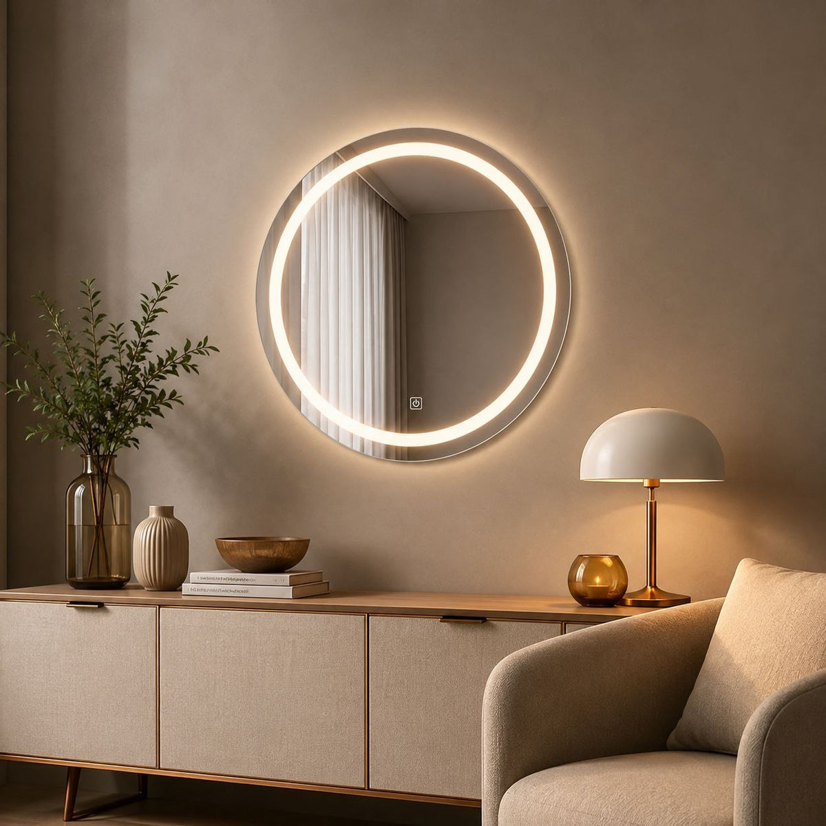 ESPEJO REDONDO CON LUZ LED 68.3X69CM