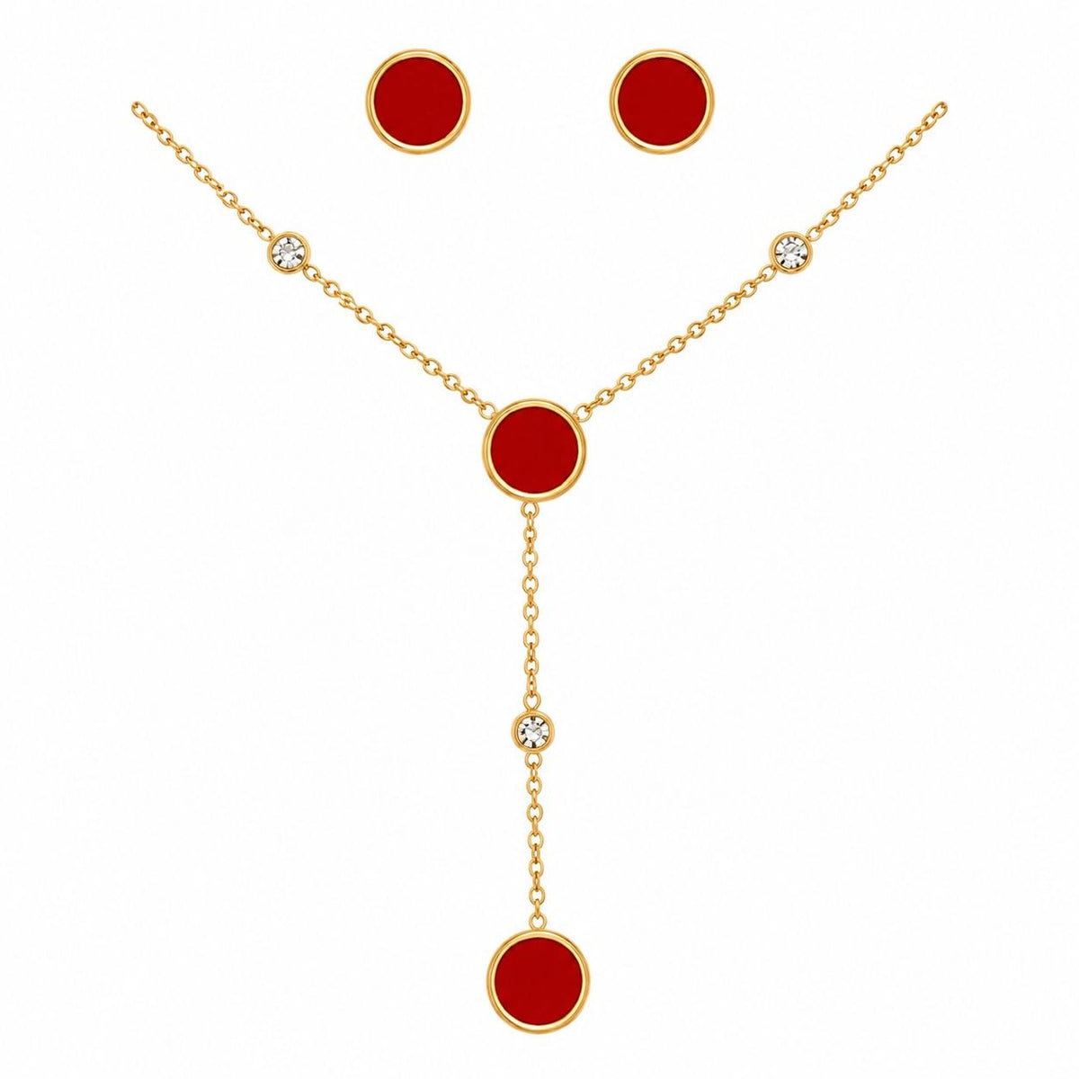 SET DE ENCHAPE CON FORMA DE CIRCULO ROJO
