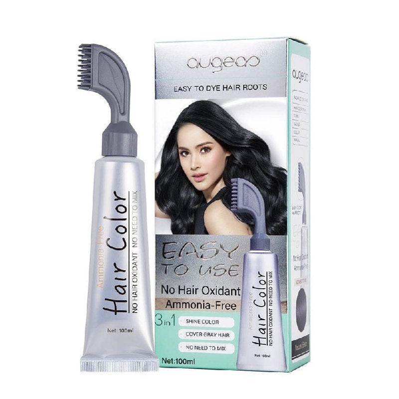 TINTE PARA EL CABELLO NEGRO 2 EN 1, APLICADOR FACIL Y RAPIDO AUGEAS 100ML