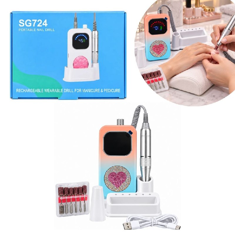 SET DE TALADRO PORTATIL RECARGABLE PARA UÑAS PULIDOR Y LIMADOR DE MANICURA Y PEDICURA