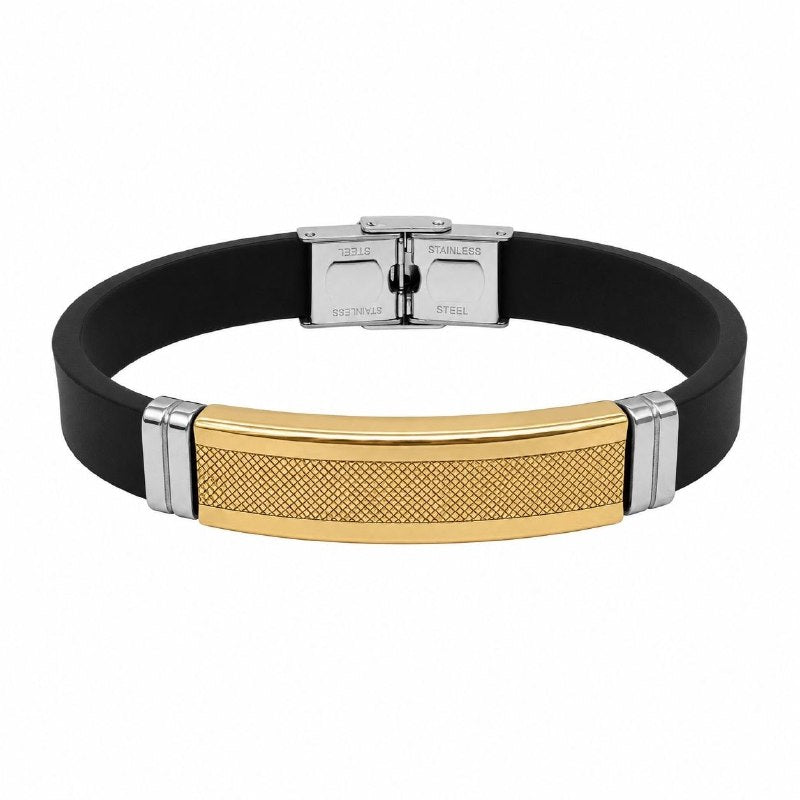 PULSERA DE ENCHAPE PARA CABALLERO, DISEÑO LINEA DORADA 21CM