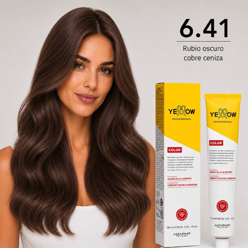 TINTE PERMANENTE PARA EL CABELLO CON ACEITE DE ARGAN Y ALOETRIX TONO 6.41 RUBIO OSCURO COBRE CENIZA ALFAPARF 100ML