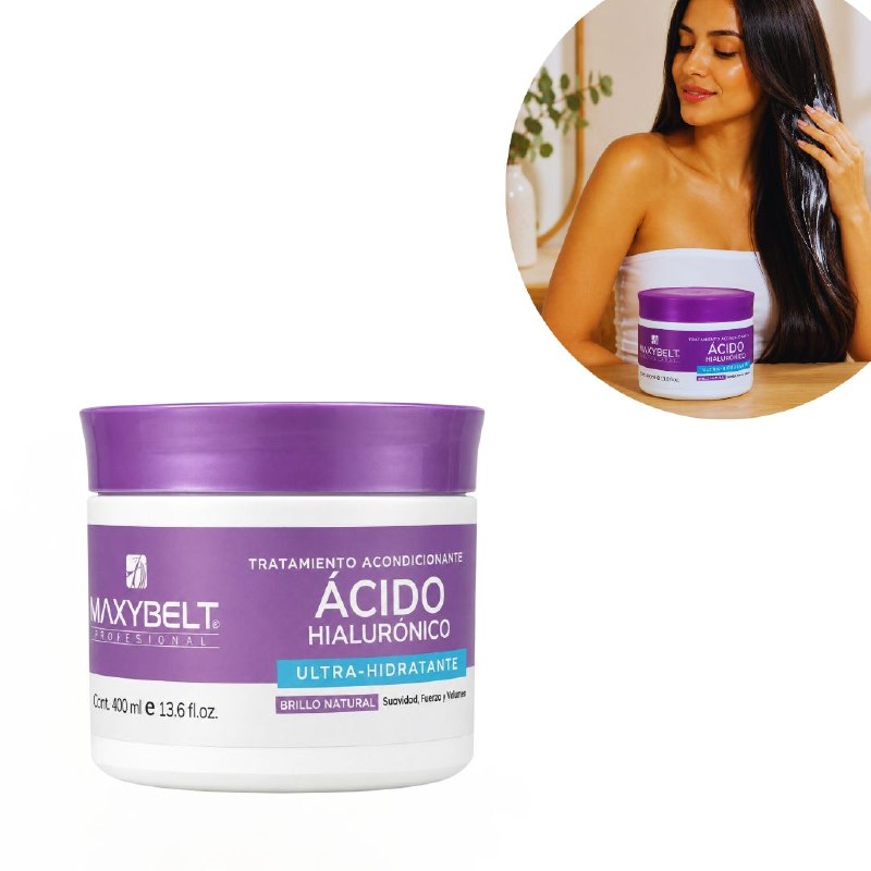 TRATAMIENTO ACONDICIONADOR DE HIDRATACION PROFUNDA CON ACIDO HIALURONICO MAXYBELT 400ML